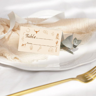 Boho Western Cowboy Illustration Wedding Place Card