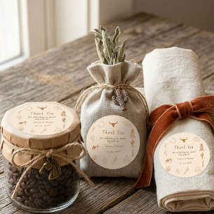 Boho Western Cowboy Illustration Wedding Square Sticker