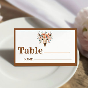 Boho Western Cowboy Monogram  travel theme wedding Place Card