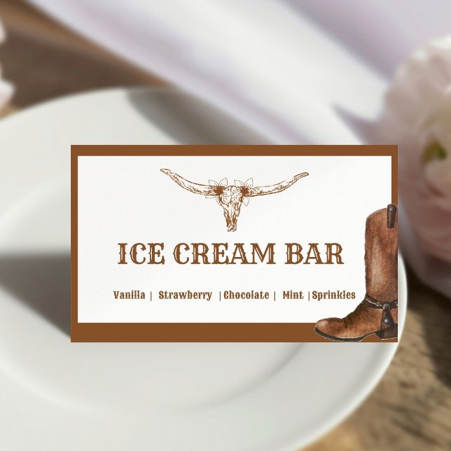 Boho Western Cowboy Wedding buffet Ice Cream  Table Tent (Creator Uploaded)