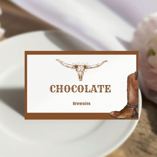 Boho Western Cowboy Wedding buffet Mini cupcake Place Card (Creator Uploaded)