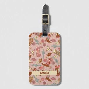 Boho Western Cowgirl Boots Luggage Tag