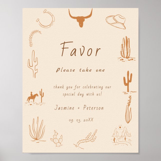 Boho Western Favorite People Wedding Favor sign (Front)
