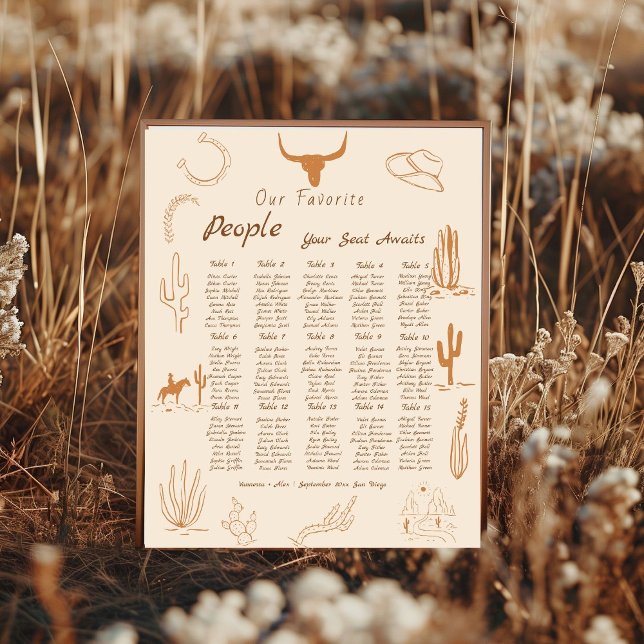 Boho Western Favorite People Wedding Seating chart (Creator Uploaded)