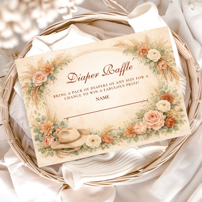 Boho Western Floral Baby Shower Diapper Raffle Enclosure Card (Creator Uploaded)