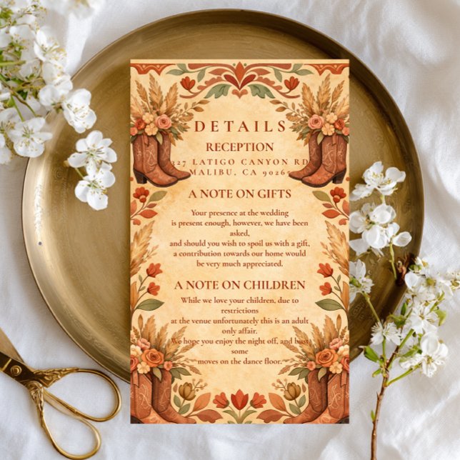 Boho Western Garden Wedding Enclosure Card (Creator Uploaded)