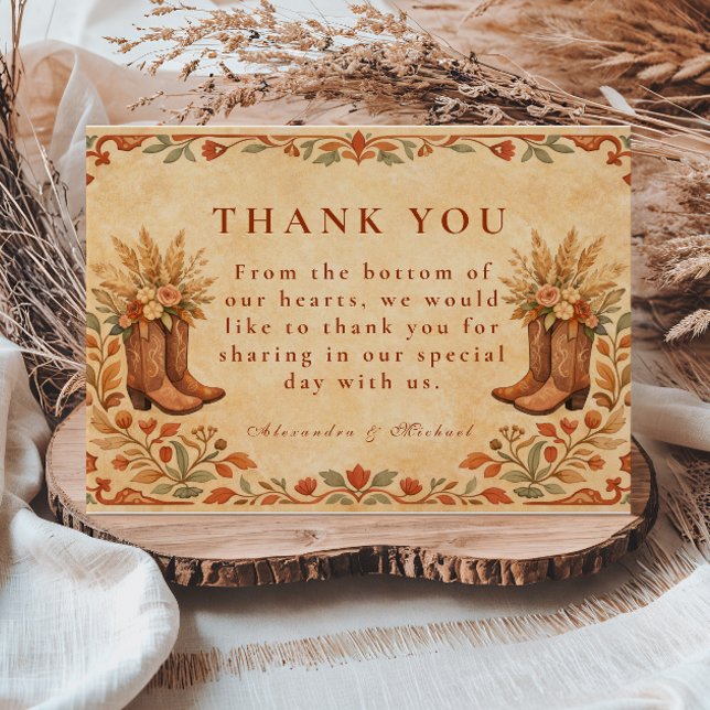 Boho Western Garden Wedding Thank You Card (Creator Uploaded)
