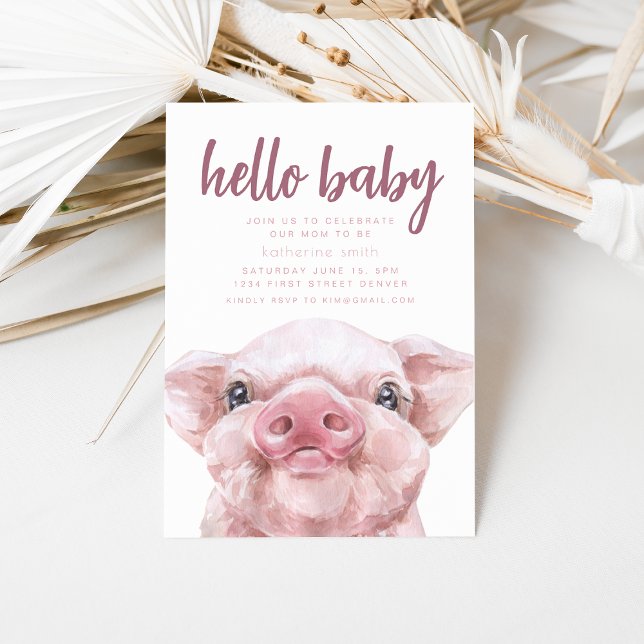 Boho Western Piggy Theme Baby Shower Invitation (Creator Uploaded)