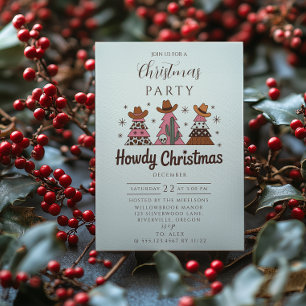 Boho Western Pink Cowgirl Christmas Invitation