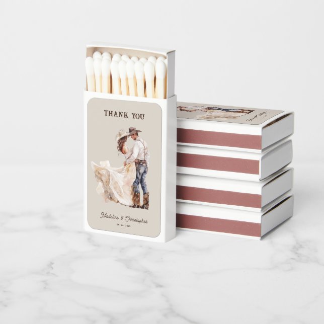 Boho Western Ranch Wedding Matchboxes (Stacked)