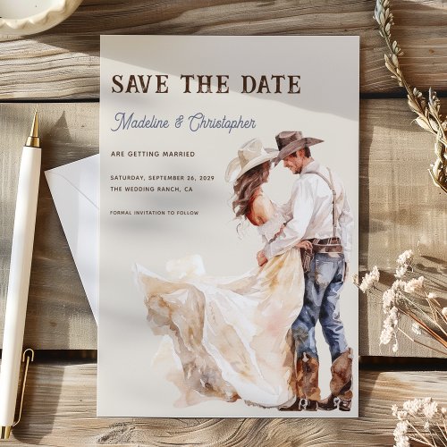 Boho Western Ranch Wedding Save the Date Invitation