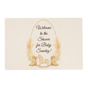 Boho Western Rocking Horse Baby Shower Paper Placemat