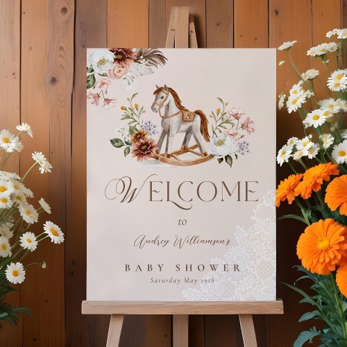 Boho Western Rocking Horse Baby Shower Welcome Foam Board