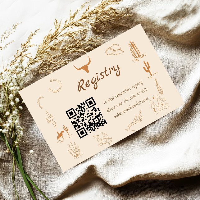 Boho Western Saddle bridal shower registry Enclosure Card (Creator Uploaded)