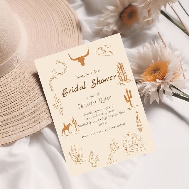 Boho Western Saddle up Cowboy Bridal shower Invita Invitation (Creator Uploaded)