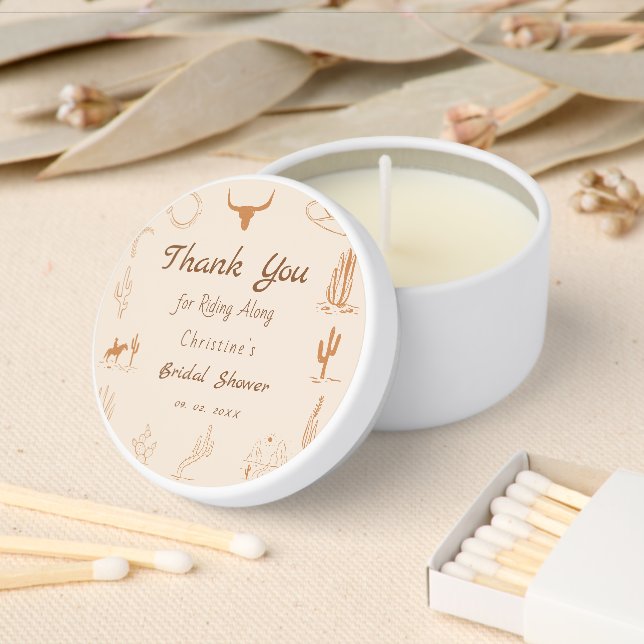 Boho Western Saddle up Cowboy Bridal shower Mini Candle Favors (Insitu)