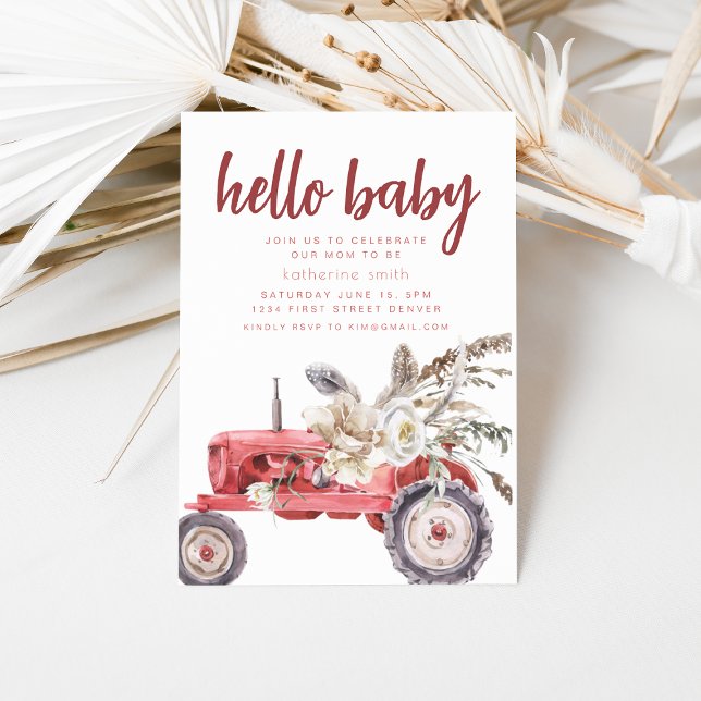 Boho Western Tractor Theme Baby Shower Invitation (Creator Uploaded)