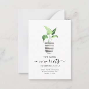 Boho We've Moved New Roots Botanical Moving Note Card
