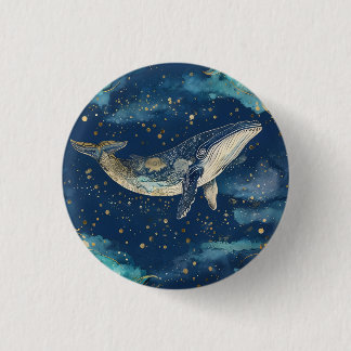 Boho Whale Mandala Button