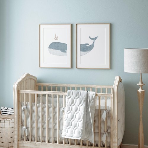 Boho whale print for nursery room  wall art sets