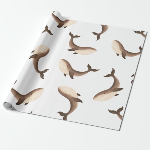 Boho Whales Ocean Wrapping Paper Scandi