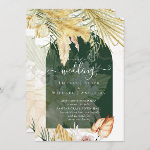 BOHO Wheat Pampas Grass Wedding Invitation