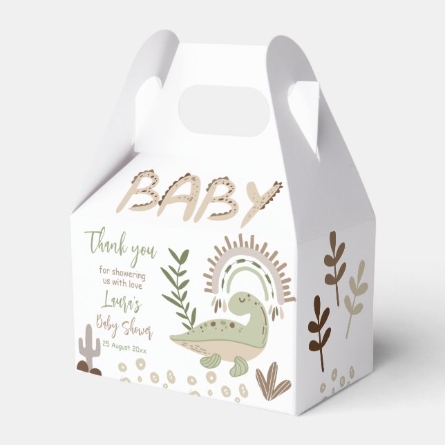Boho whimsical dinosaur oh baby baby shower favor boxes (Front Side)