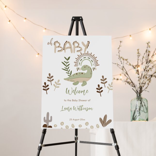 Boho whimsical dinosaur oh baby baby shower  foam board (In Situ (Stand))