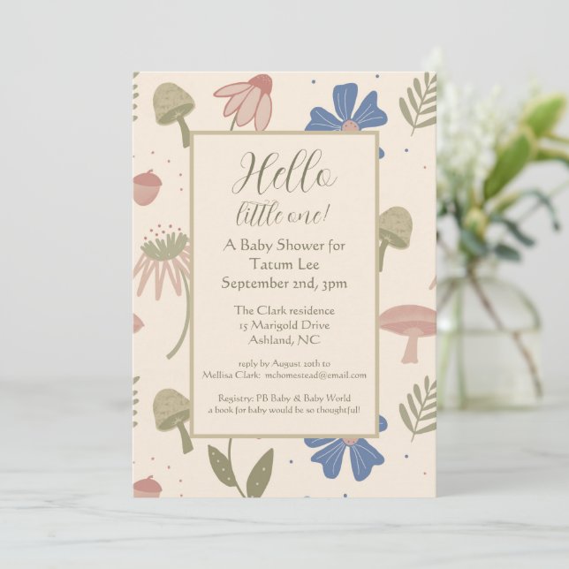 Boho Whimsical Gender Neutral Baby Shower Invitation (Standing Front)