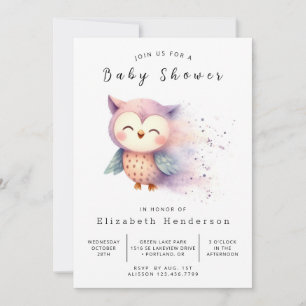 Boho Whimsical Owl Baby Shower Invitation