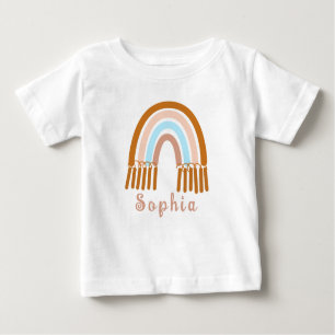 Boho Whimsical Rainbow with Personalized Name Baby T-Shirt