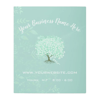 Boho Whimsical Tree and Leaf Pattern Business Sign