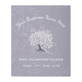 Boho Whimsical Tree and Leaf Pattern Business Sign