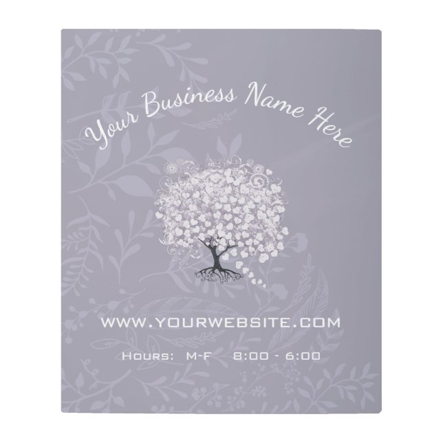 Boho Whimsical Tree and Leaf Pattern Business Sign (Front)