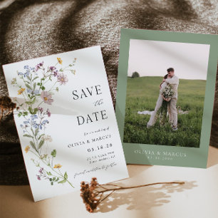 Boho Whimsical Wildflower Save The Date Invitation