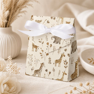Boho White Beige Jungle Animals  Favor Boxes