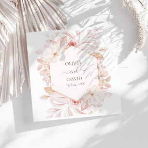 Boho White & Blush Pink Roses Wedding Napkins