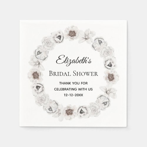 Boho White Floral Bridal Shower  Napkins