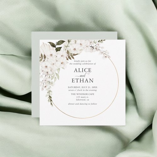 Boho White Floral Elegant Invitation