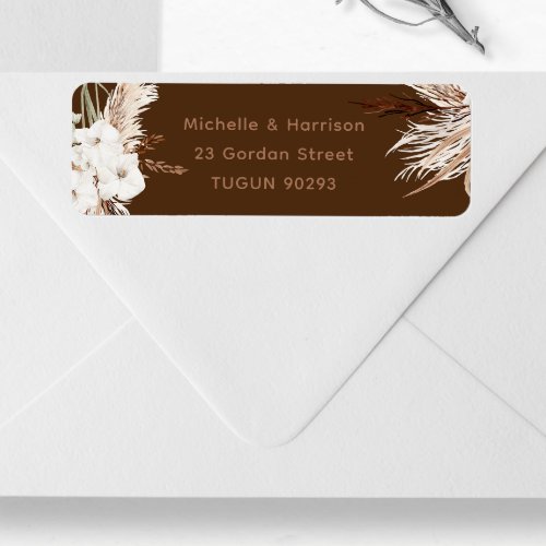 Boho White Flowers Wedding Return Address Label