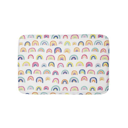 Boho White Multi Rainbow Bath Mat