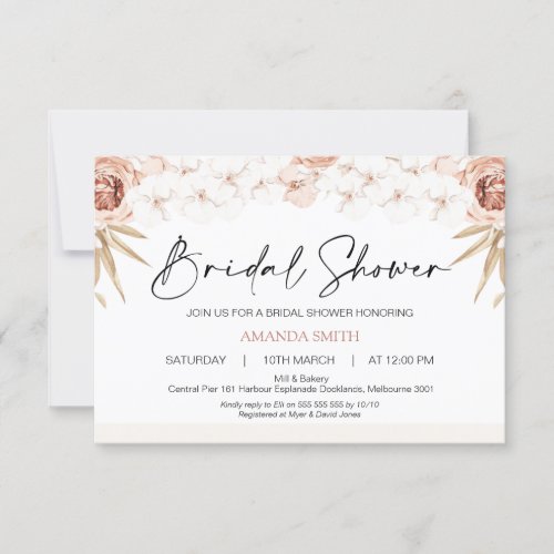 Boho White Orchards Palm Leaf Bridal Shower  Invitation