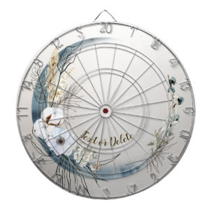 Boho White Orchid Flowers Blue Moon Elegant Dart Board