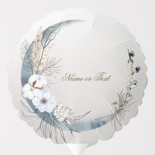 Boho White Orchid Flowers Blue Moon Elegant Party Balloon (Front)