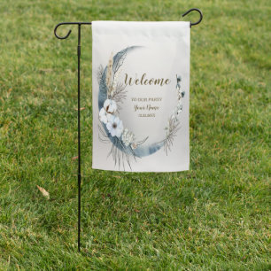 Boho White Orchid Flowers Blue Moon Elegant Party Garden Flag