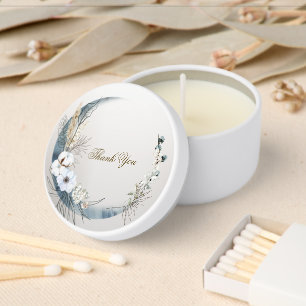 Boho White Orchid Flowers Blue Moon Elegant Party Mini Candle Favors