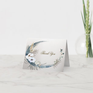 Boho White Orchid Flowers Blue Moon Elegant Party Thank You Card