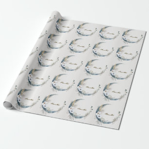Boho White Orchid Flowers Blue Moon Elegant Party Wrapping Paper
