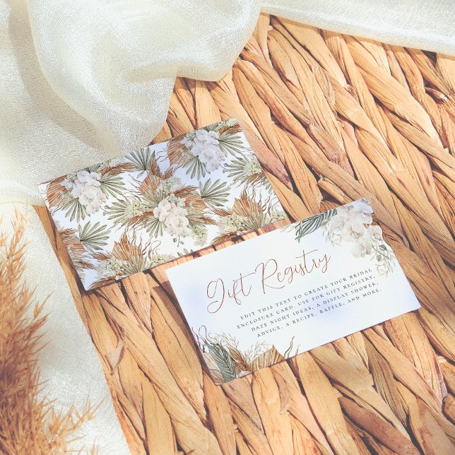 Boho White Orchid & Pampas Grass Bridal Shower Enclosure Card (Creator Uploaded)