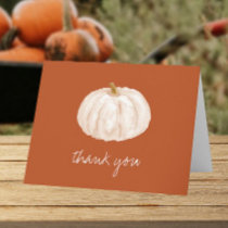 Boho White Pumpkin Fall Baby Shower Thank You Card